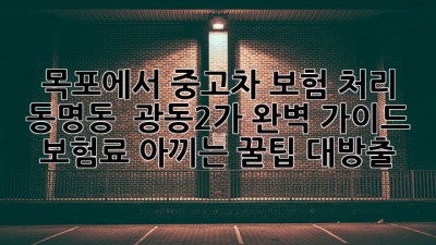 목포에서 중고차 보험 처리, 동명동 & 광동2가 완벽 가이드 🚗 보험료 아끼는 꿀팁 대방출!